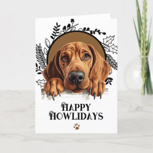 Happy Howlidays Redbone Coonhound Dog Christmas Holiday Card