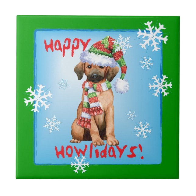 Happy Howlidays Redbone Tile (Front)