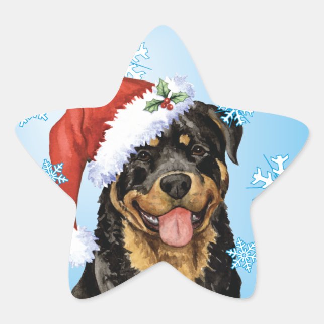 Happy Howlidays Rottweiler Star Sticker (Front)