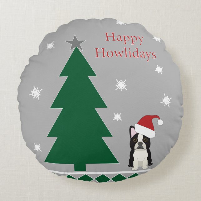 Happy Howlidays Round Pillow (Front)