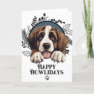 Happy Howlidays Saint Bernard Dog Christmas Holiday Card
