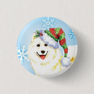 Happy Howlidays Samoyed 1 Inch Round Button