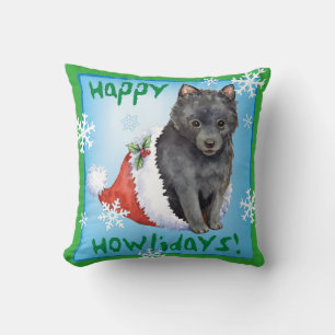 Happy Howlidays Schipperke Throw Pillow