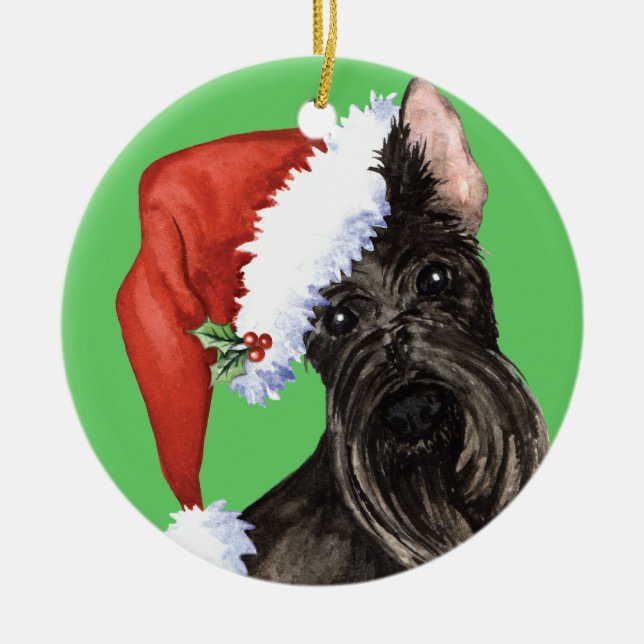 Happy Howlidays Scottish Terrier Ceramic Ornament (Front)