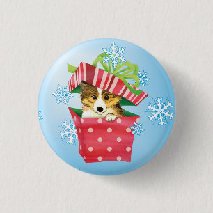 Happy Howlidays Sheltie 1 Inch Round Button