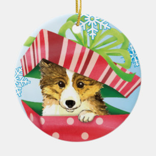 Happy Howlidays Sheltie Ceramic Ornament