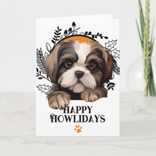 Happy Howlidays Shih Tzu Dog Christmas Holiday Card