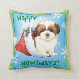 Happy Howlidays Shih Tzu Throw Pillow