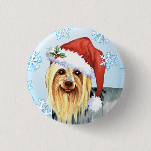 Happy Howlidays Silky Terrier 1 Inch Round Button