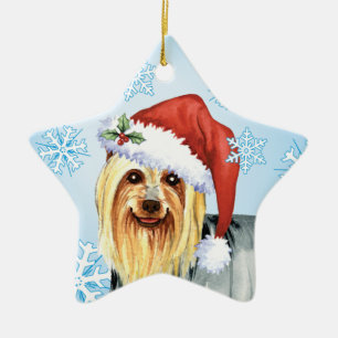Happy Howlidays Silky Terrier Ceramic Ornament