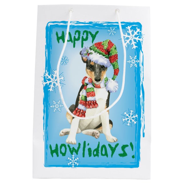 Happy Howlidays Smooth Collie Medium Gift Bag (Back)