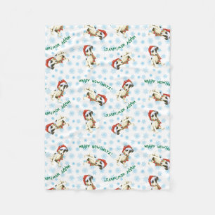 Happy Howlidays Smooth Fox Terrier Fleece Blanket