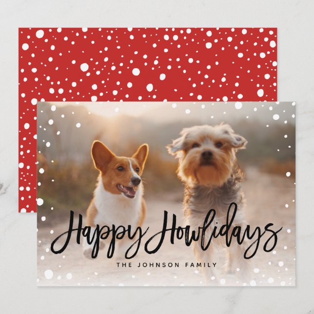 Happy Howlidays Snow | Pet Christmas Photo Holiday Card (Front/Back)
