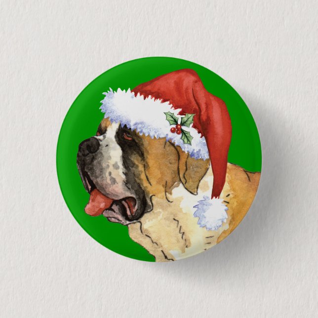 Happy Howlidays St. Bernard 1 Inch Round Button (Front)