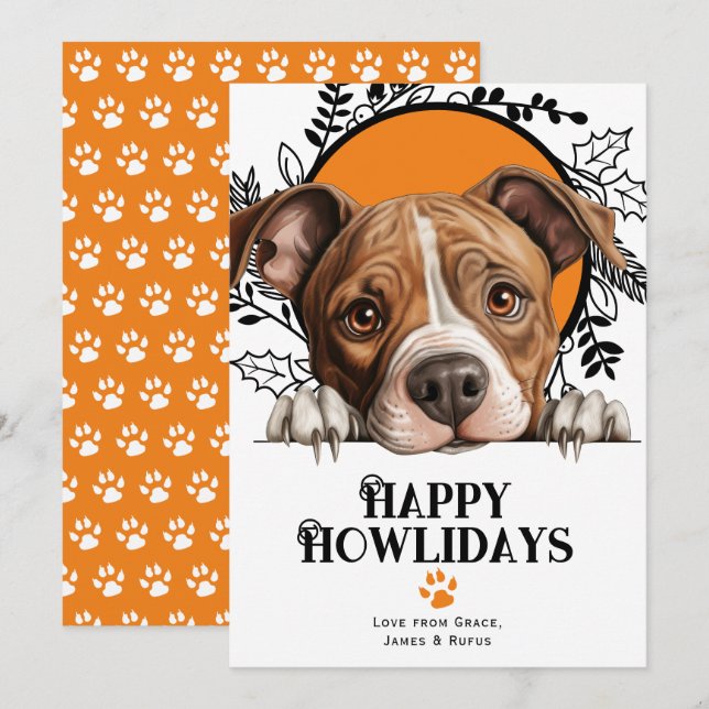 Happy Howlidays Staffordshire Terrier Dog Holiday Card (Front/Back)