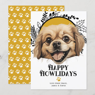 Happy Howlidays Tibetan Spaniel Dog Christmas Holiday Card