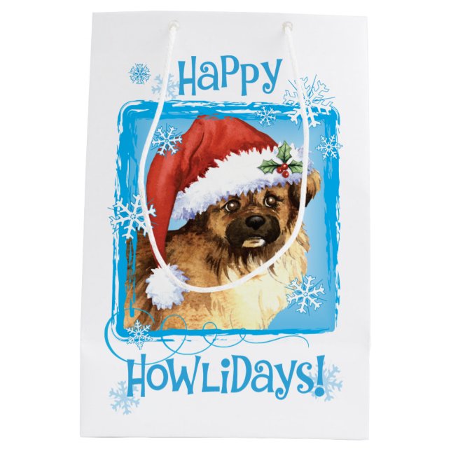 Happy Howlidays Tibetan Spaniel Medium Gift Bag (Back)