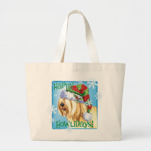 Happy Howlidays Tibetan Terrier Large Tote Bag
