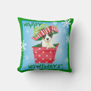 Happy Howlidays Toy Fox Terrier Throw Pillow