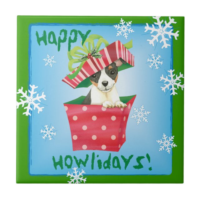 Happy Howlidays Toy Fox Terrier Tile (Front)