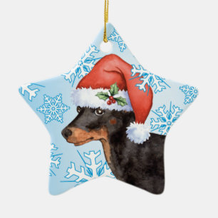 Happy Howlidays Toy Manchester Terrier Ceramic Ornament
