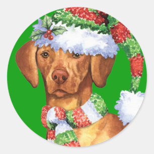 Happy Howlidays Vizsla Classic Round Sticker