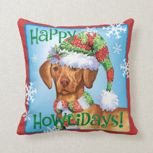 Happy Howlidays Vizsla Throw Pillow