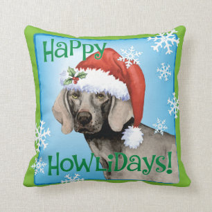 Happy Howlidays Weimaraner Throw Pillow