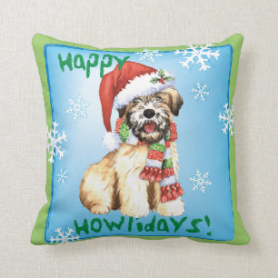Happy Howlidays Wheaten Throw Pillow