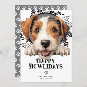 Happy Howlidays Wire Fox Terrier Dog Christmas  Holiday Card