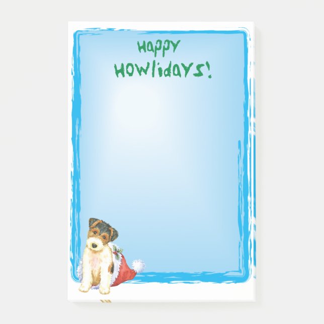 Happy Howlidays Wire Fox Terrier Post-it Notes (Front)