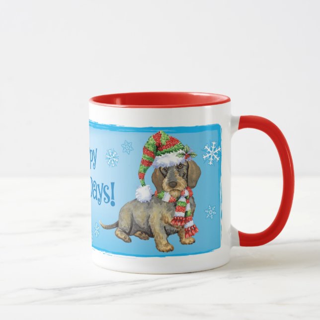 Happy Howlidays Wirehaired Dachshund Mug (Right)