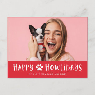 Happy Howlidays with Photo   Funny Dog Christmas Holiday Postcard