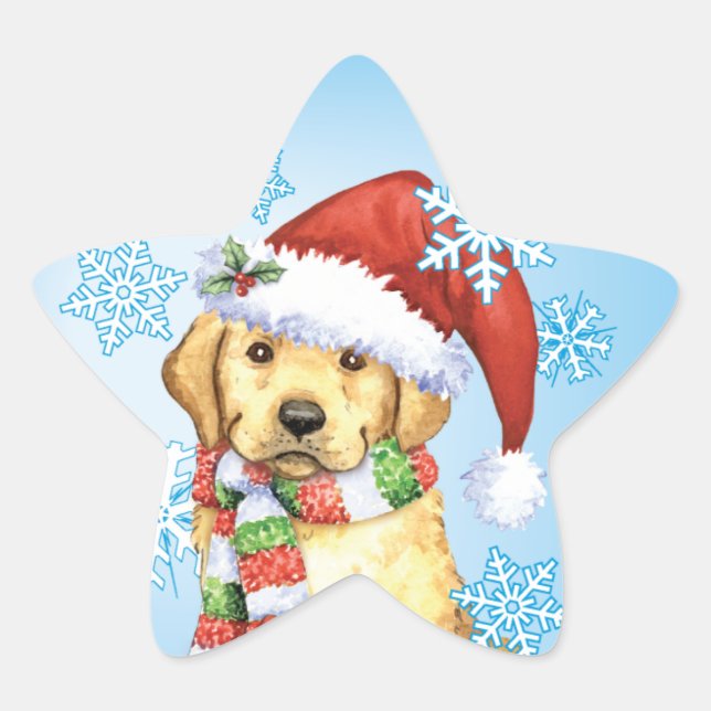 Happy Howlidays Yellow Lab Star Sticker (Front)