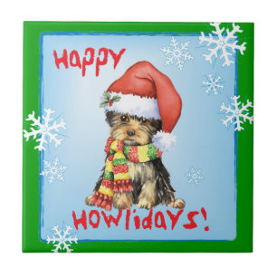 Happy Howlidays Yorkie Tile