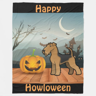 Happy Howloween Airedale Terrier Fleece Blanket