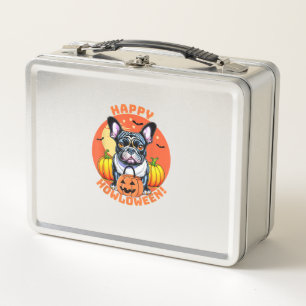 Happy Howloween French Bulldog frenchie dog hallow Metal Lunch Box