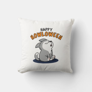 Happy Howloween Funny Dog Pun  Throw Pillow