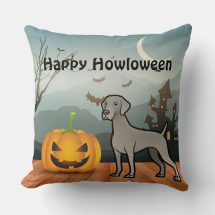 Happy Howloween Weimaraner Throw Pillow