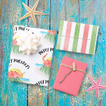 Happy Huladays Crab Hawaiian Tropical Christmas Wrapping Paper Sheet<br><div class="desc">Give your gifts a colourful, tropical touch with these 'Happy Huladays Crab' holiday wrapping paper sheets. Featuring a cute crab hula dancing on the beach, a solid coral red sheet, and a festive stripe pattern sheet that will ensure your gifts are stylish and sure to stand out. Art by KL...</div>