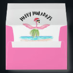 Happy Huladays Flamingo Santa Tropical Christmas Envelope<br><div class="desc">Add a tropical touch to your season’s greetings with these “Happy Huladays Flamingo Santa Tropical Christmas Envelopes”. With a vibrant pink exterior and opening to reveal a flamingo sporting a Santa hat hula dancing by the sea greeting you with a “Happy Huladays” sentiment, these envelopes capture the vibe of a...</div>