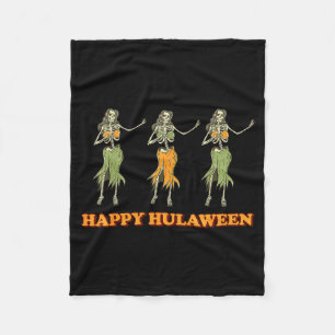 Happy Hulaween Hawaii Themed Halloween Skeleton Vi Fleece Blanket