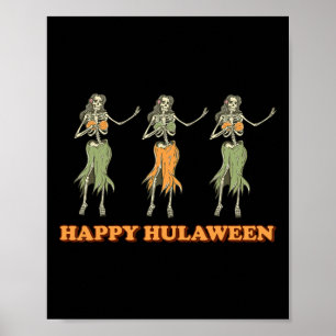 Happy Hulaween Hawaii Themed Halloween Skeleton Vi Poster