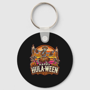 Happy Hulaween Spooky Halloween Island Skeleton Hu Keychain