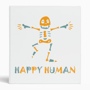 Happy human skeleton binder