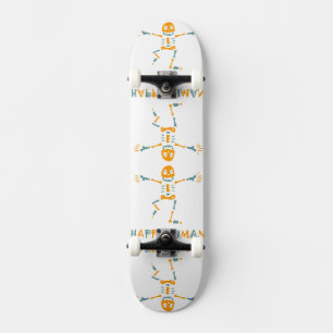 Happy human skeleton ceramic tile skateboard