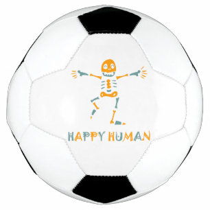Happy human skeleton ceramic tile soccer ball