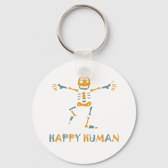 Happy human skeleton keychain (Front)