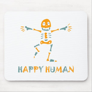 Happy human skeleton mouse pad
