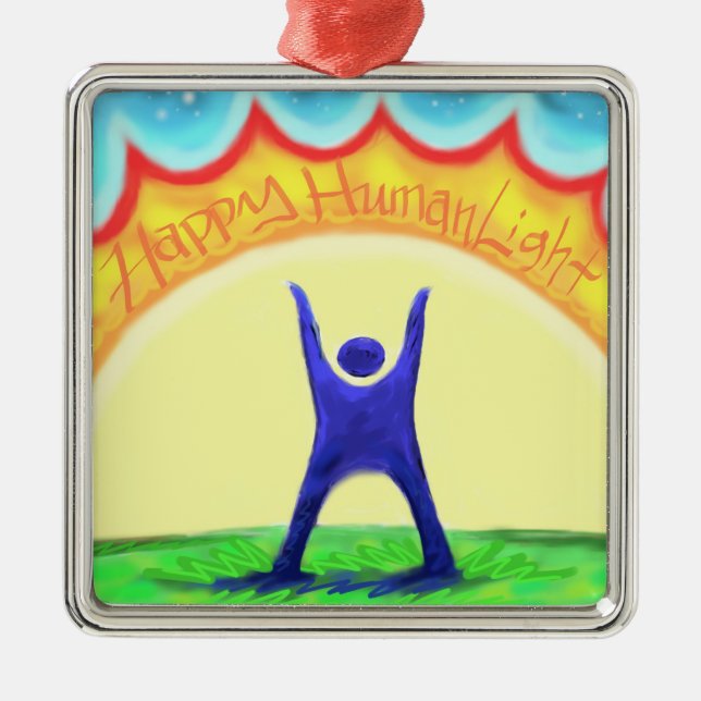 Happy HumanLight Metal Ornament (Front)